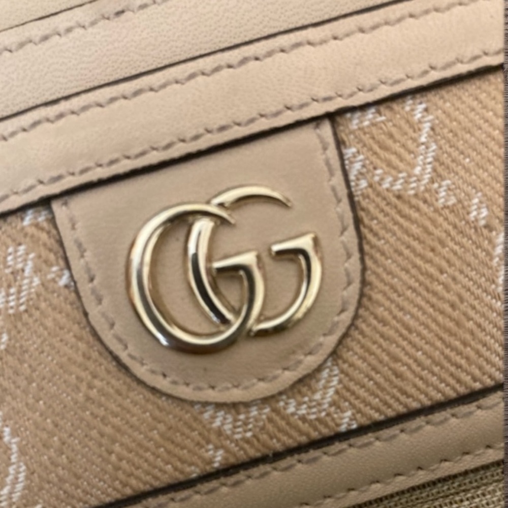 Gucci GG Canvas Card Holder Wallet Beige Ophidia Marmont Logo Full Set - Picture 2 of 9